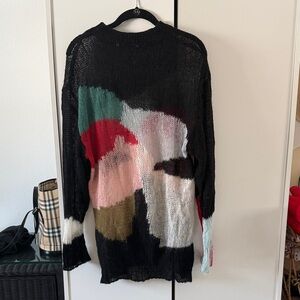 ZARA / Colorful Abstract Modern Open Weave Sweater - M